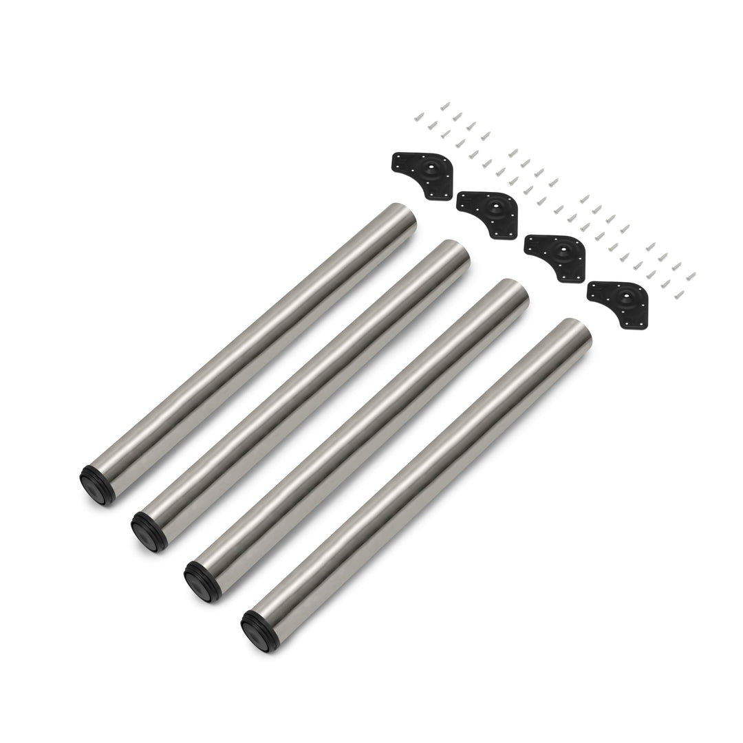 Emuca - Regulierbare Tischbeine Ø60x830mm, 4er Set aus Stahl, regulierbare Höhe 830-850mm, Metallic-