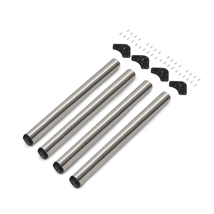 Emuca - Regulierbare Tischbeine Ø60x830mm, 4er Set aus Stahl, regulierbare Höhe 830-850mm, Metallic-
