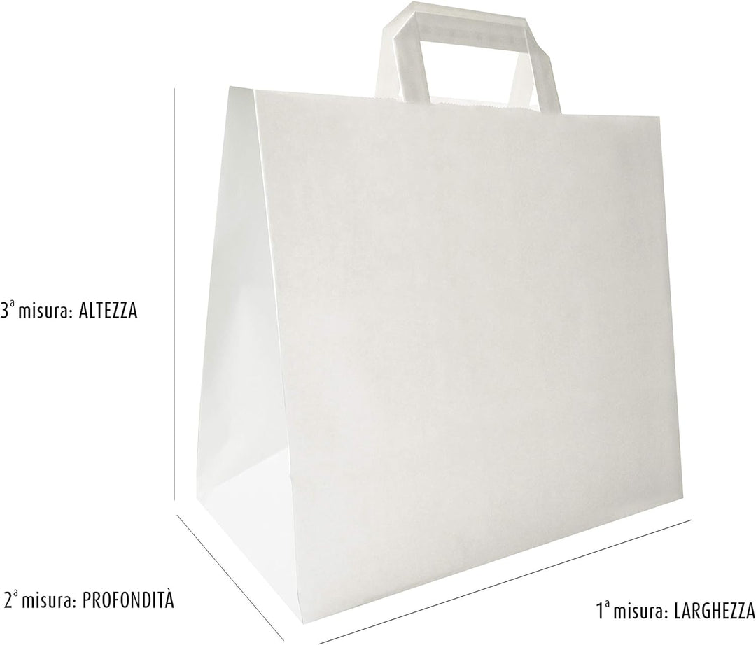 Carte Dozio S.r.l. - Einkaufstopper aus Kraftpapier mit quadratischem Boden, Farbe Weiss, flacher Gr