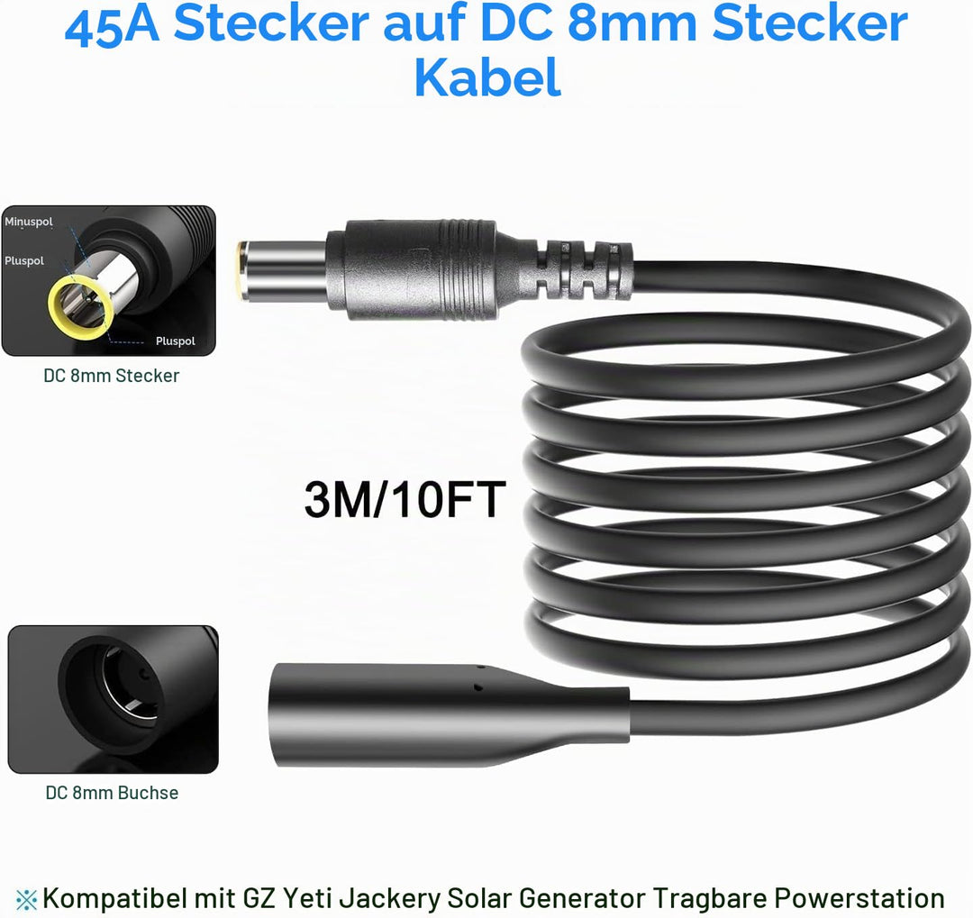 KFD 8,0MM Verlängerungskabel Solarpanel SolarSaga 100 von Jackery Solarmodul Kabel für Jackery 60W 1