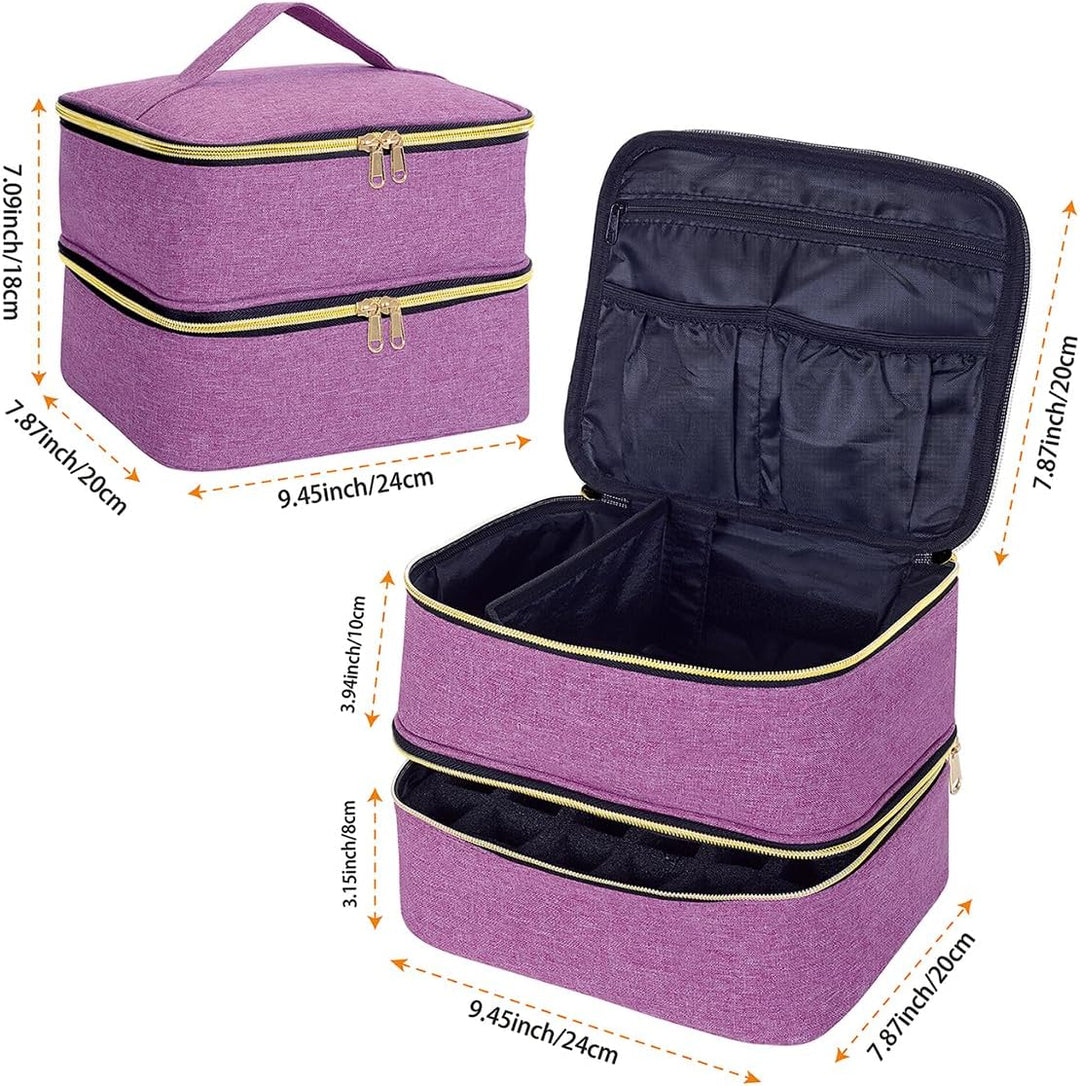 Nagellack Aufbewahrung Tasche Doppelschicht Nagellack Organizer Lagerung 30 Flaschen (15 ml / 0,5 FL