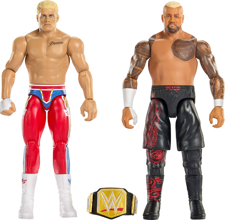Mattel WWE Hauptkampf Showdown Actionfiguren im 2er-Pack mit Zubehör, Serie #24 Cody Rhodes gegen So