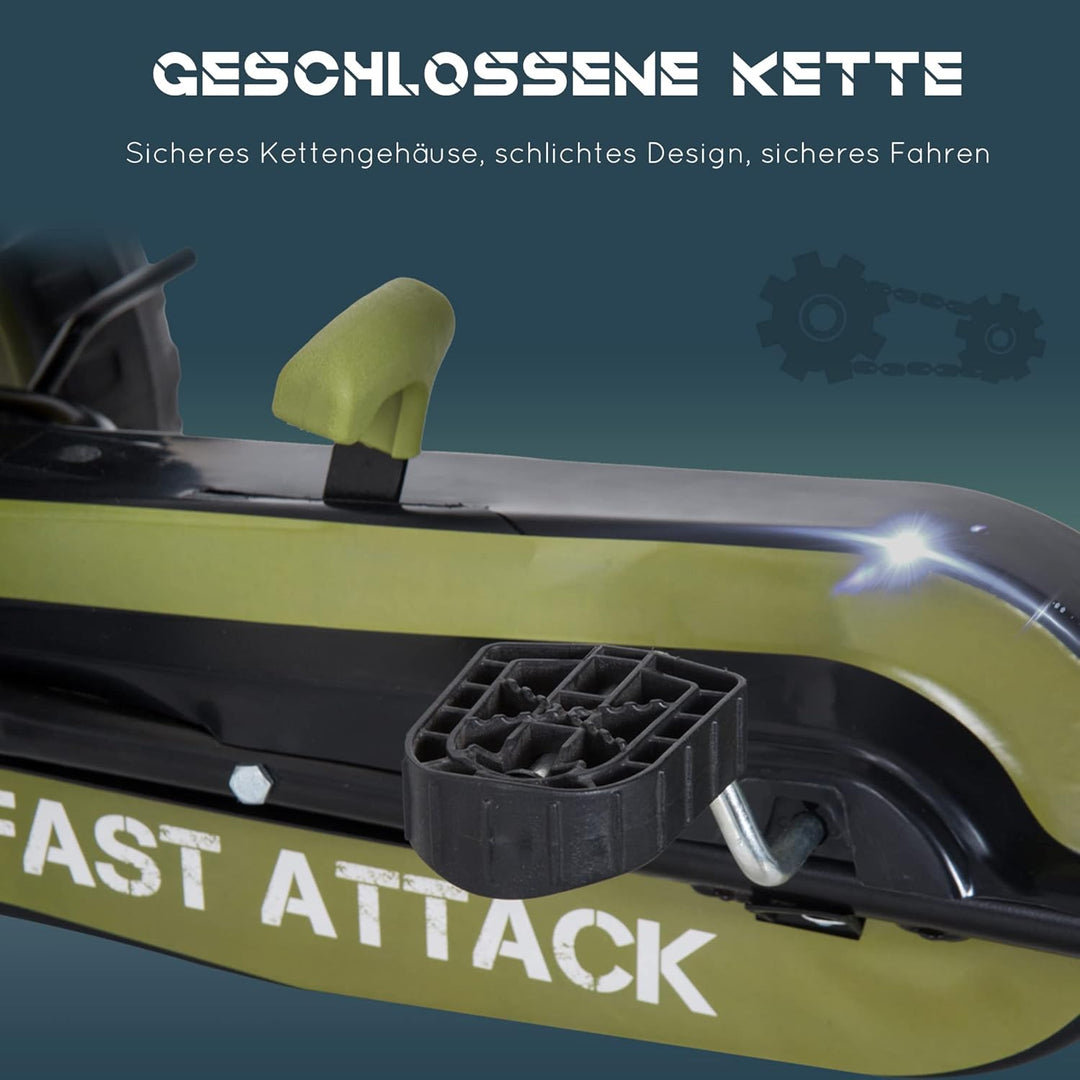 HOMCOM Go Kart Tretauto Tretfahrzeug mit Handbremse Kinderfahrzeug Kettcar Tretfahrzeug mit Verstell