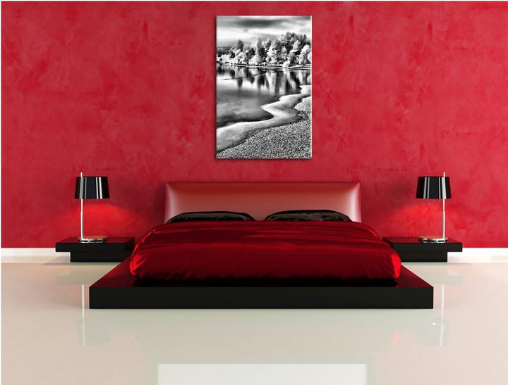 Pixxprint Winterlandschaft Wald Schnee / 100x70cm Leinwandbild bespannt auf Holzrahmen/Wandbild Kuns