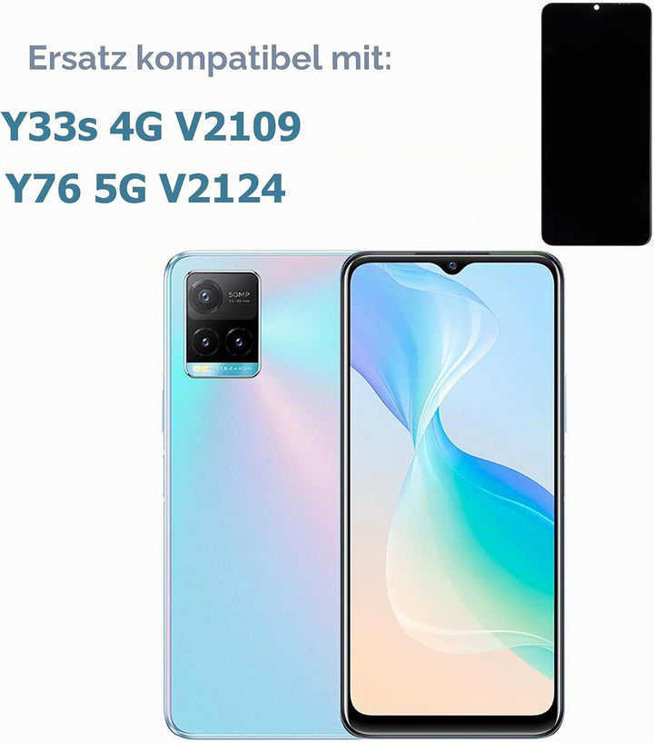 swark LCD Display Kompatibel mit vivo Y33s V2109 (Not fit for 5G) (Schwarz ohne Rahmen) Touchscreen