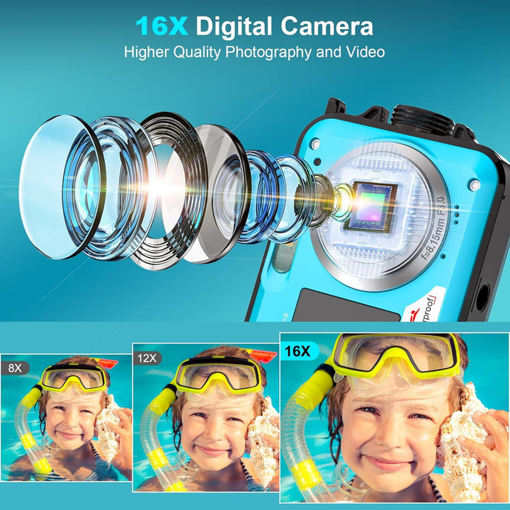 Digitalkamera, Yixinxin 4K Unterwasserkamera, 64MP Autofokus 16FT Digitalkamera wasserdichte mit 32G