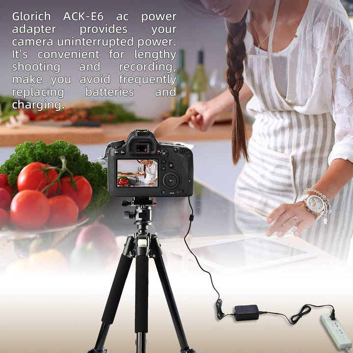 Glorich ACK-E6 Ersatz-AC-Adapter für Digitalkamera Canon EOS 5DS, 5DS R, 5D Mark II, 5D Mark III, 5D