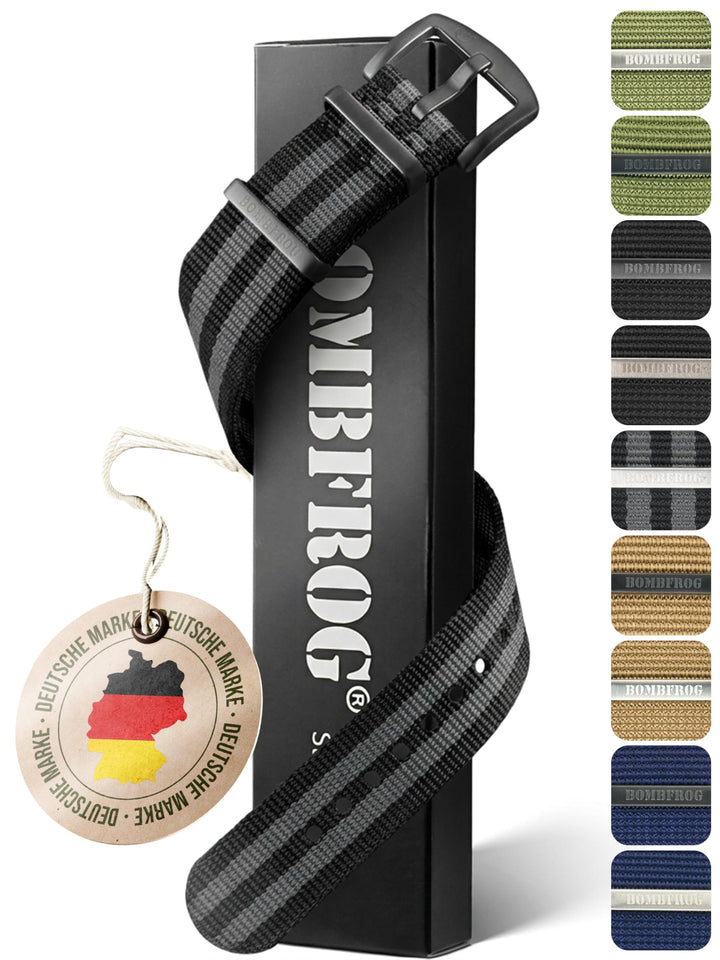 BOMBFROG NATO Strap Uhrenarmband Nylon, Dornenschliesse - Uhrenarmbänder 18 mm 20mm 22mm 24mm, Uhren