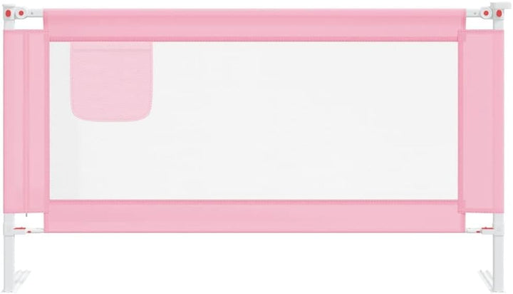 Kleinkind-Bettschutzgitter Rosa 150x25 cm Stoff mit Höhenverstellung, klappbarer Rausfallschutz für
