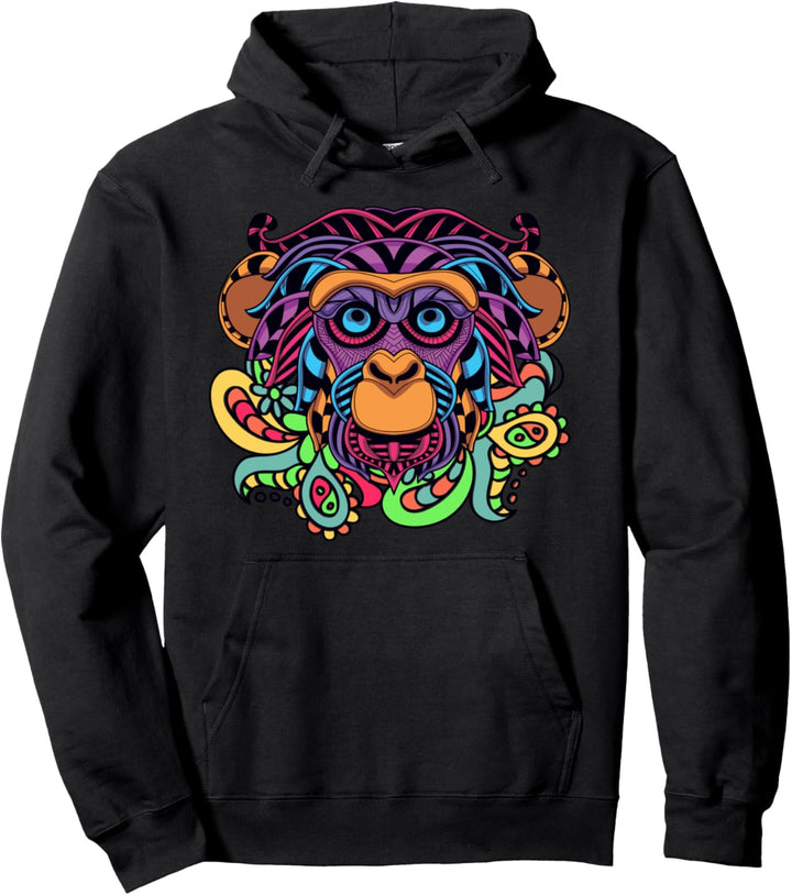 Gorilla-Gesicht, bunt, psychedelische Kunst, Dschungeltiere, Geschenke Pullover Hoodie