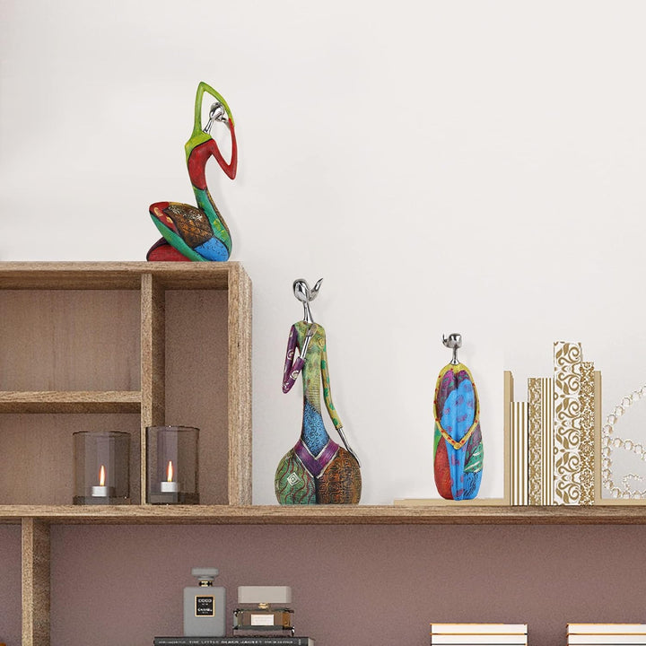 SHENGTIAN Bunte abstrakte Kunst weibliche Yoga-Pose Statue, Indoor-Moderne Wohnkultur Bunte Figur Ma