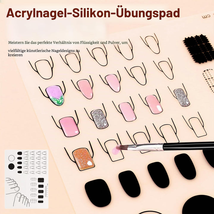 Acryl Nagel Set mit Übungshand &amp; 100 Ersatznägeln – Profi Nail Art Kit für künstliche Nägel, Nagelve