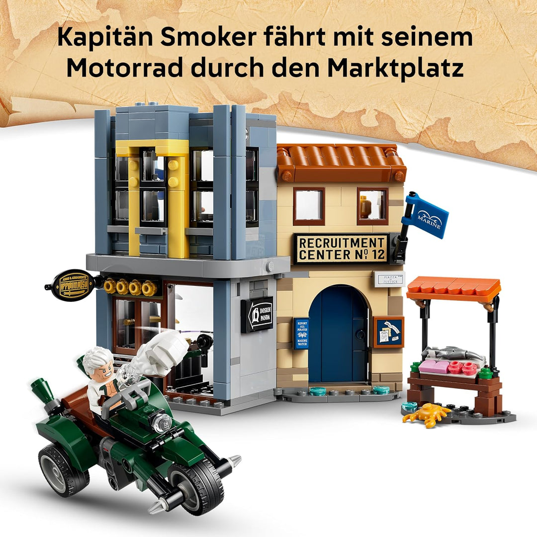 LEGO ONE PIECE Showdown mit Kapitän Smoker - Interaktives Spielzeug mit 4 Minifiguren inkl. Monkey D