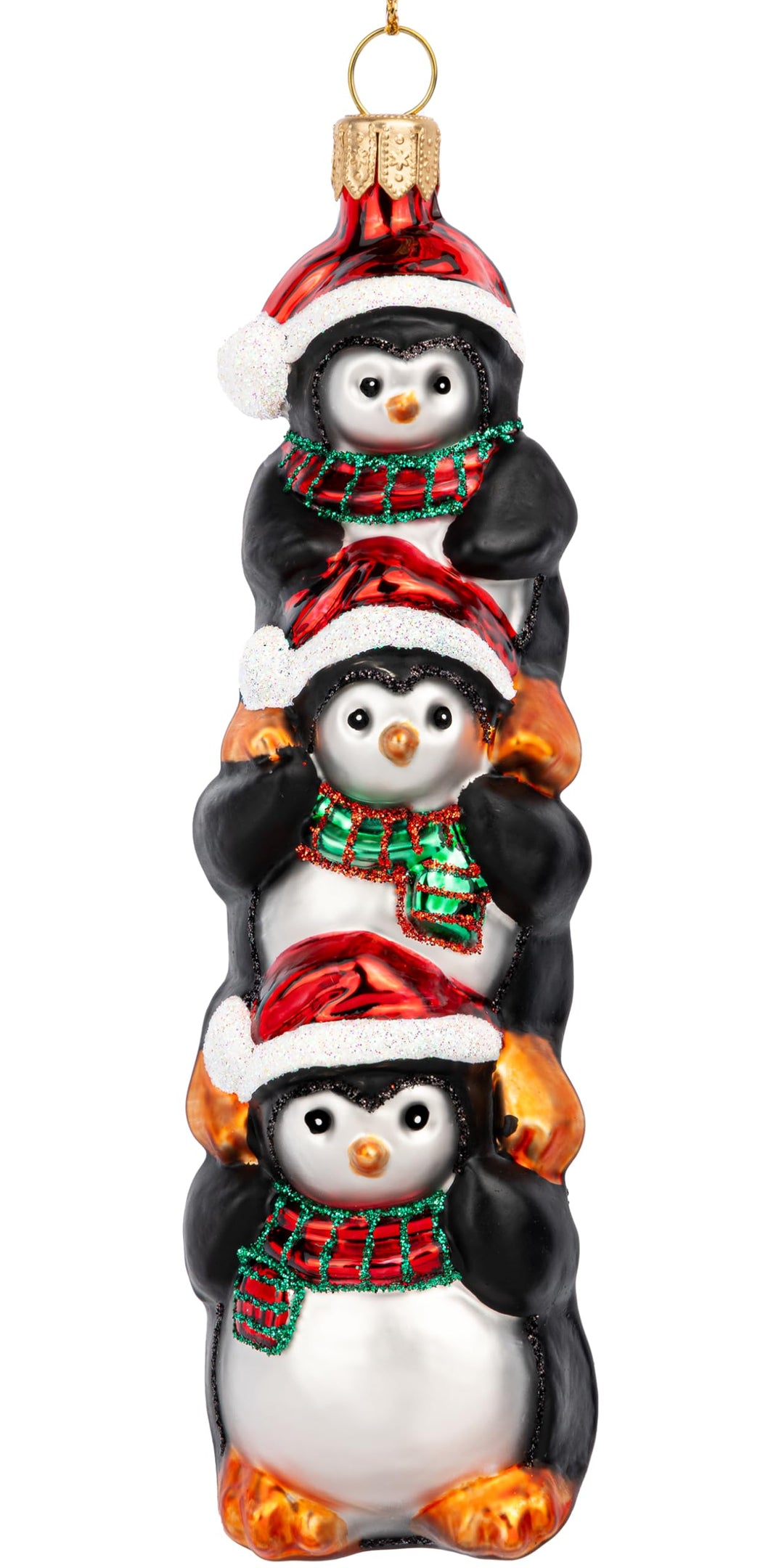 SIKORA Pinguin Turm besondere Weihnachtskugel Glas Christbaumschmuck Deko Figur Weihnachten Anhänger