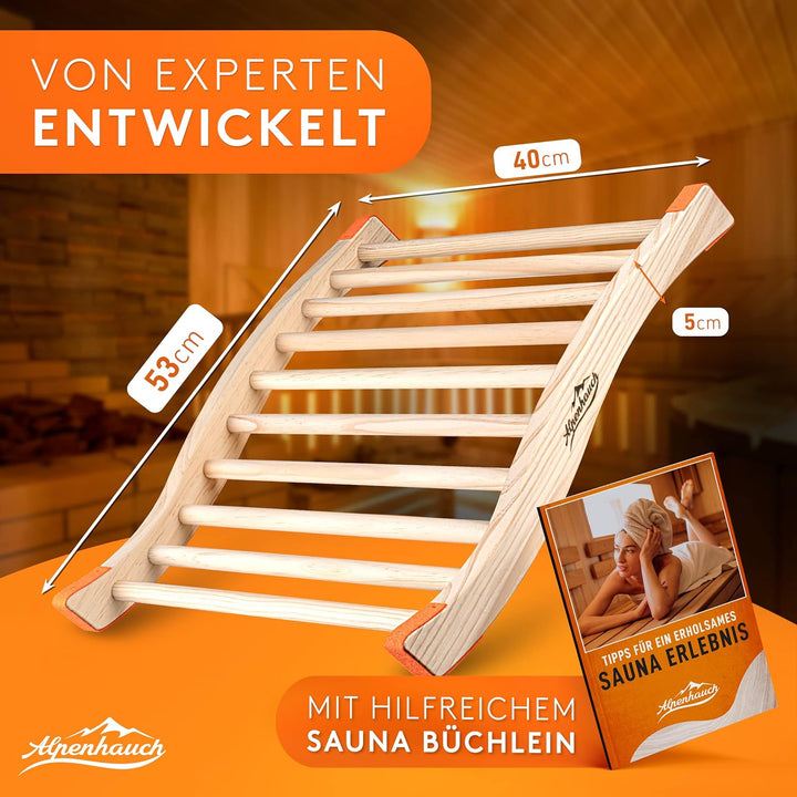ALPENHAUCH Sauna Rückenlehne [aus 100% Naturholz] - Ergonomische Rückenlehne mit geschwungener S-For