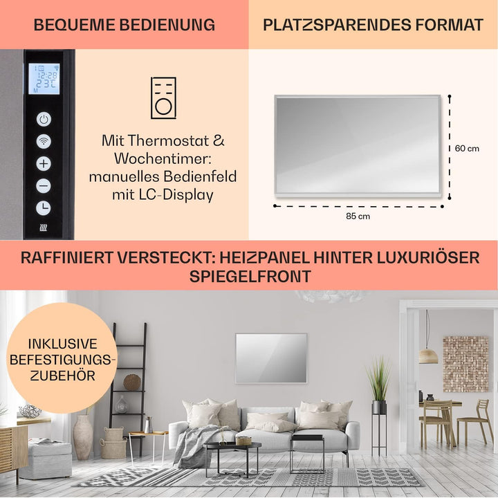 Klarstein Infrarotheizung, Infrarot Spiegelheizung Standgerät, Infrarotheizung mit Thermostat, Heizu