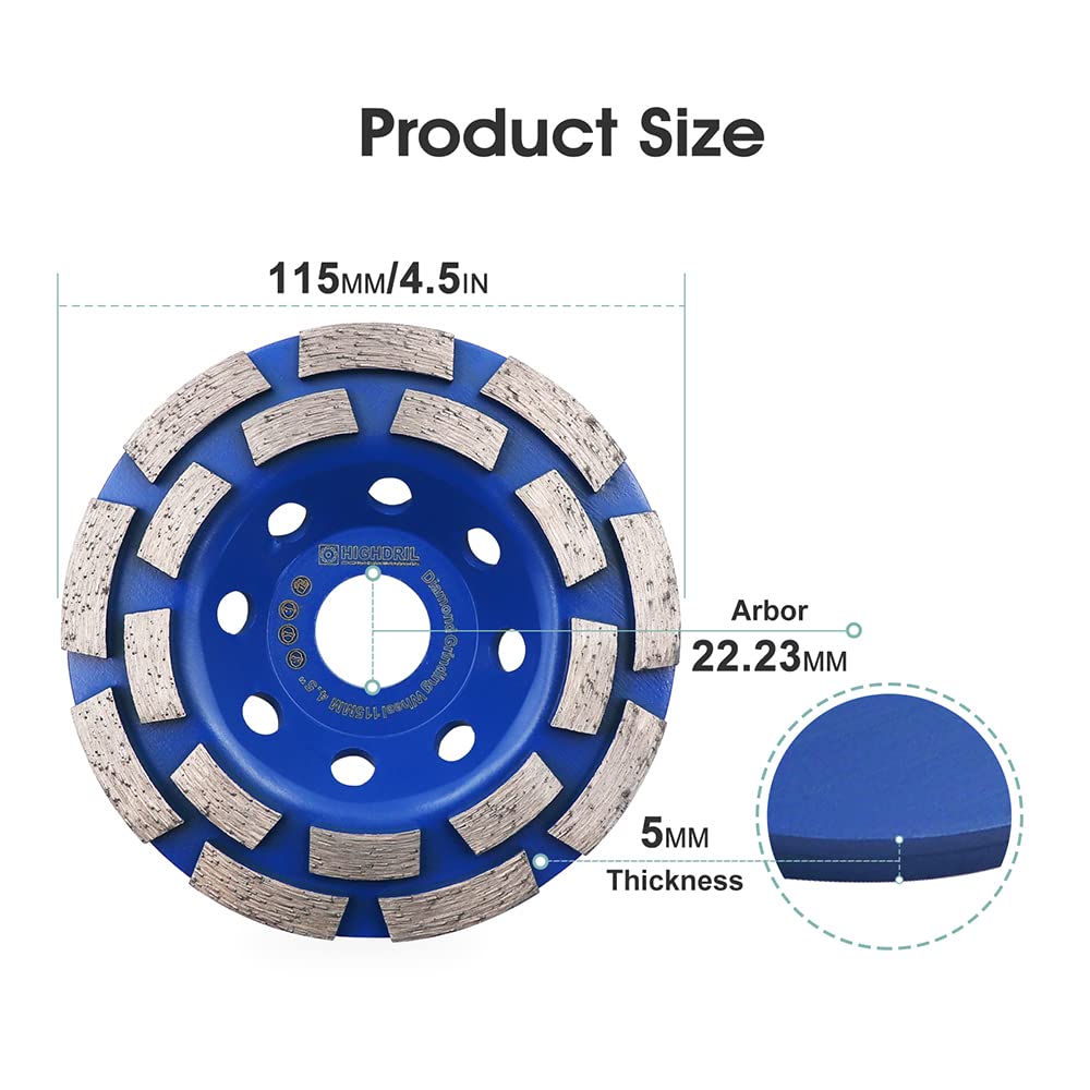 Diamant Schleiftopf,HIGHDRIL 115MM Turbo Diamanttopfschleifer Schleifscheibe für Beton Mauerwerk Gra