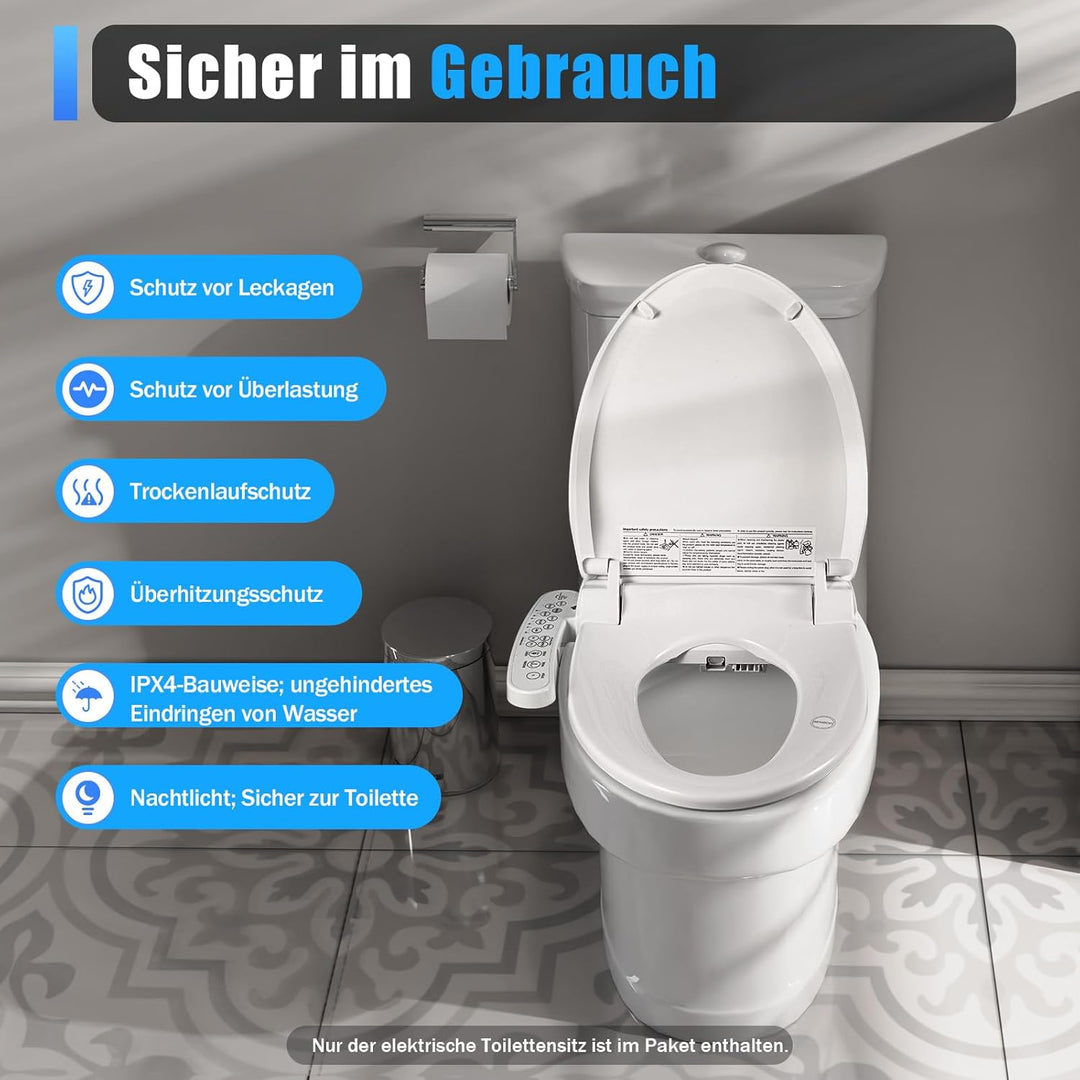 Bidet Sitz Elektrisch Dusch WC Toilettensitz Smart Dusch WC Bidet Selbstreinigende Düsen mit Sitzhei