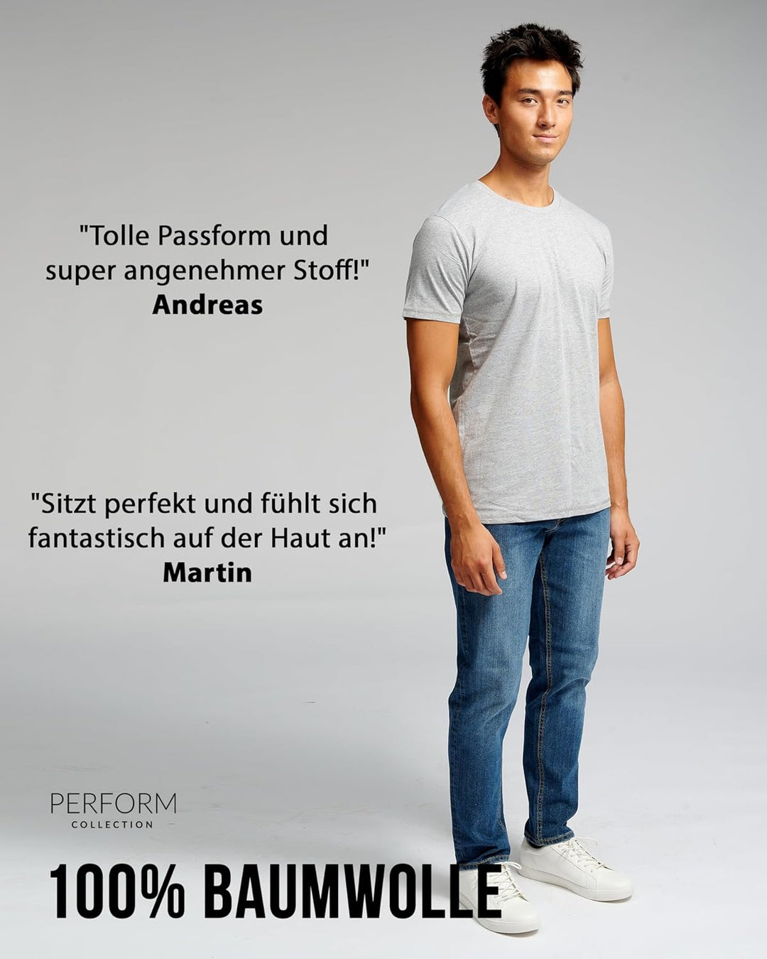 Performance Basic-T-Shirts für Männer Pack of 3 - 100% Reine Baumwolle Kurzarm-T-Shirt - Maschine Wa