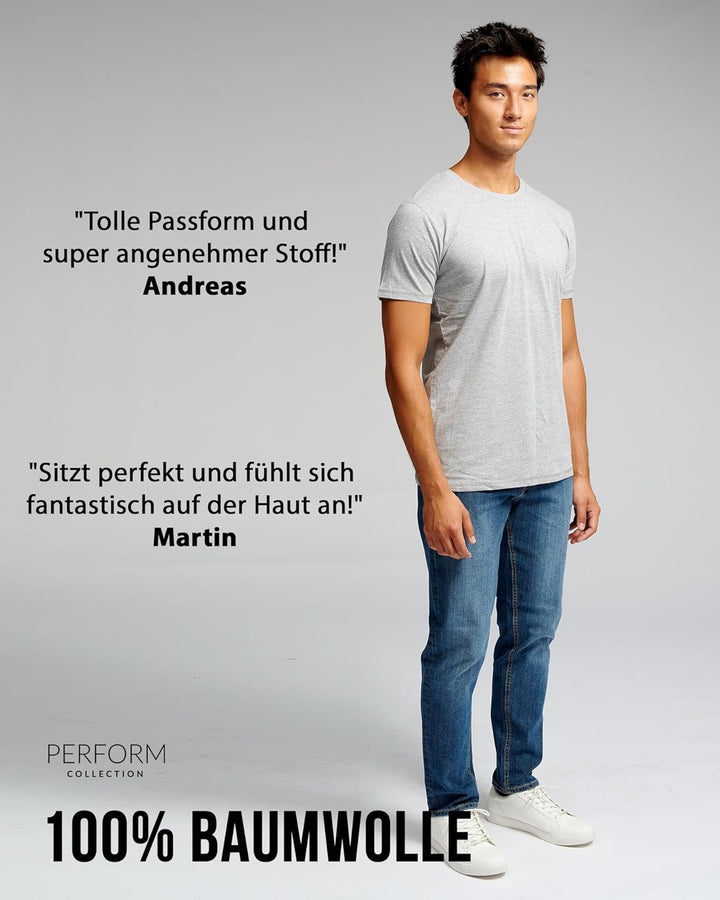 Performance Basic-T-Shirts für Männer Pack of 3 - 100% Reine Baumwolle Kurzarm-T-Shirt - Maschine Wa