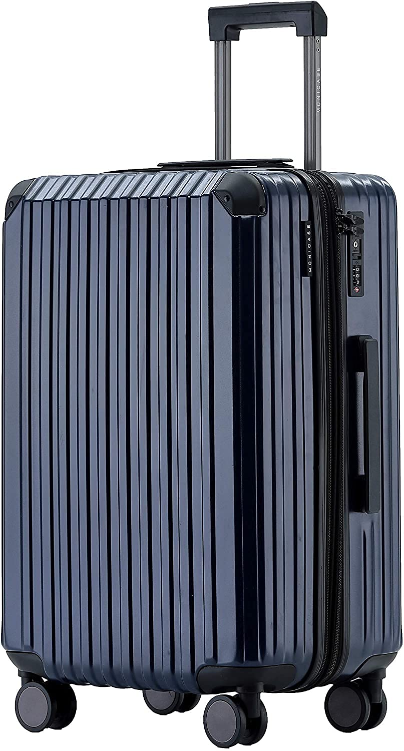 M816 TSA-Schloss Koffer Reisekoffer Trolley Kofferset Hardschale Boardcase (Dunkelblau, Mittler Koff