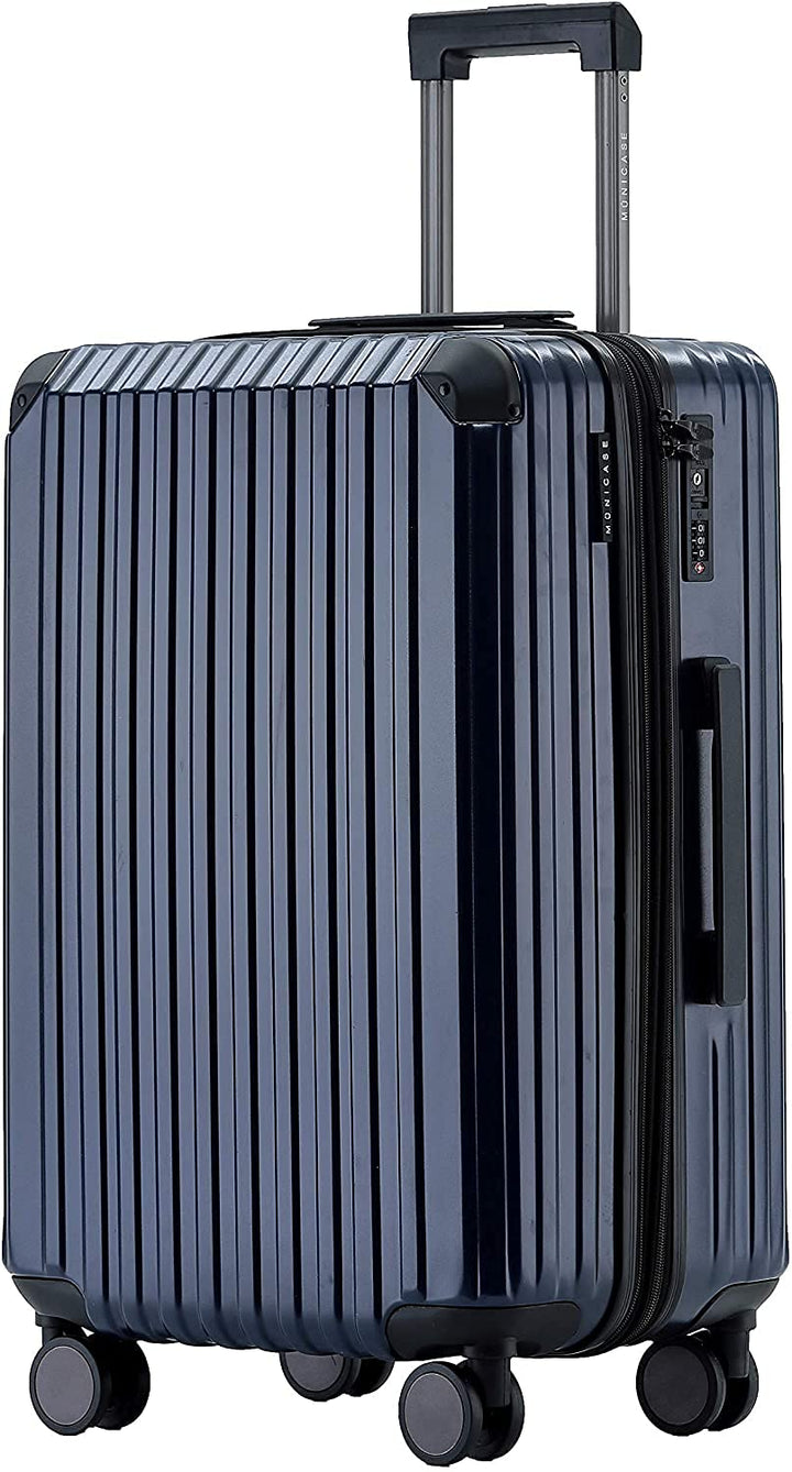 M816 TSA-Schloss Koffer Reisekoffer Trolley Kofferset Hardschale Boardcase (Dunkelblau, Mittler Koff