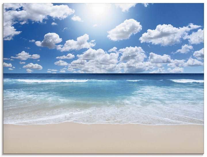 ARTland Glasbilder Wandbild Glas Bild einteilig 80x60 cm Querformat Strand Meer Sommer Karibik Südse