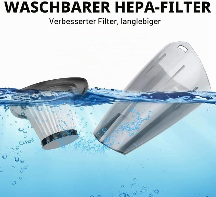 URAQT Handstaubsauger Akku, Kabelloser Handstaubsauger 120W, 2200mA Kabellos Staubsauger Nass/Lärmmi