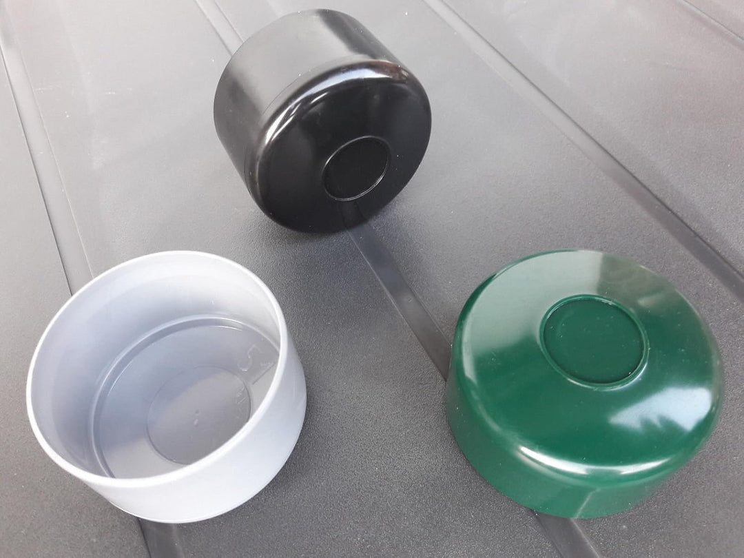 OuM 20 Stück Pfostenkappe Zaunpfahlkappe rund 42,4mm (1 1/4 Zoll) Grau