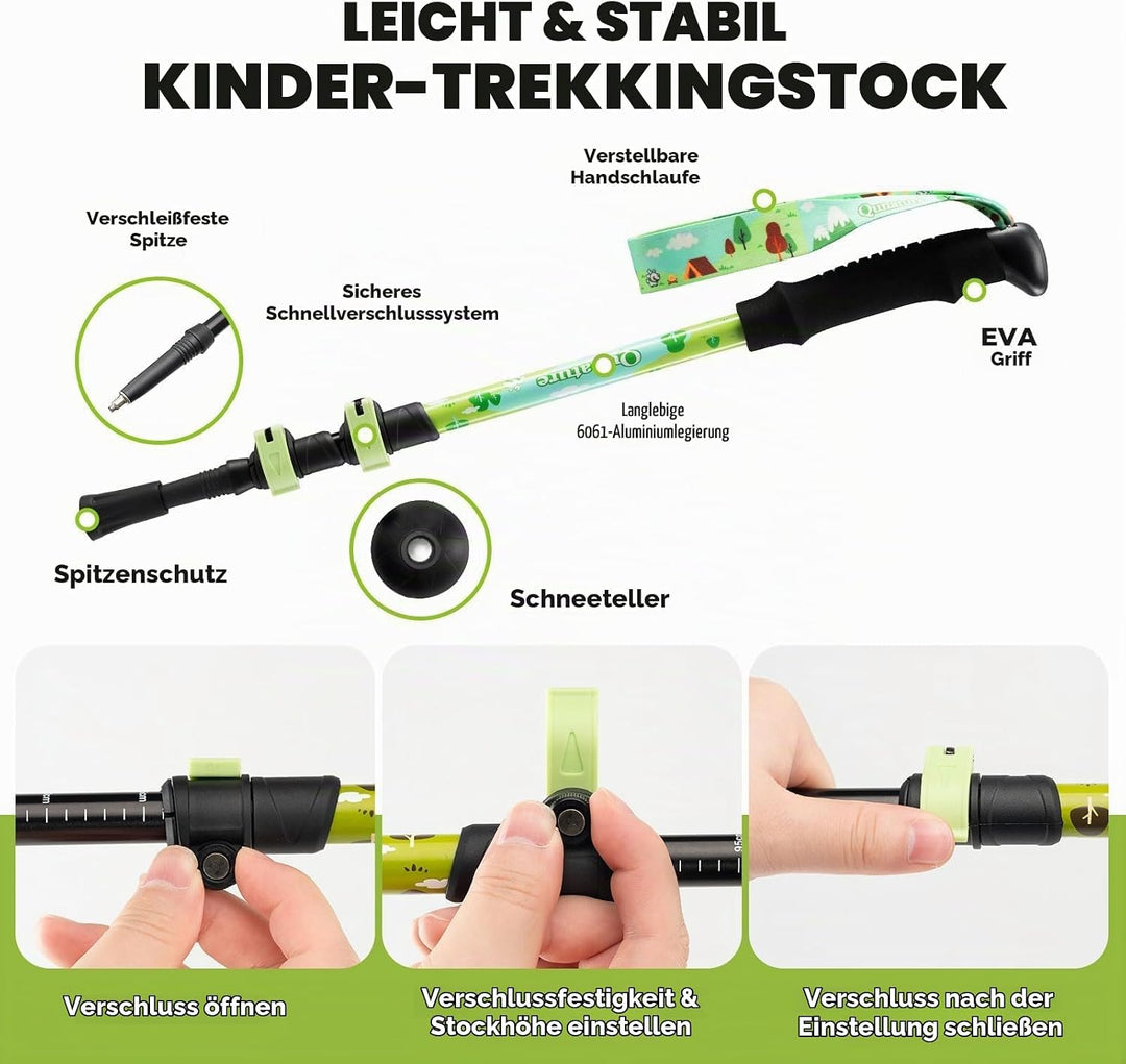 Wanderstöcke Kinder, 51–100 cm verstellbar Trekkingstöcke, 6061 Aluminium Ultraleichte Walking Stöck