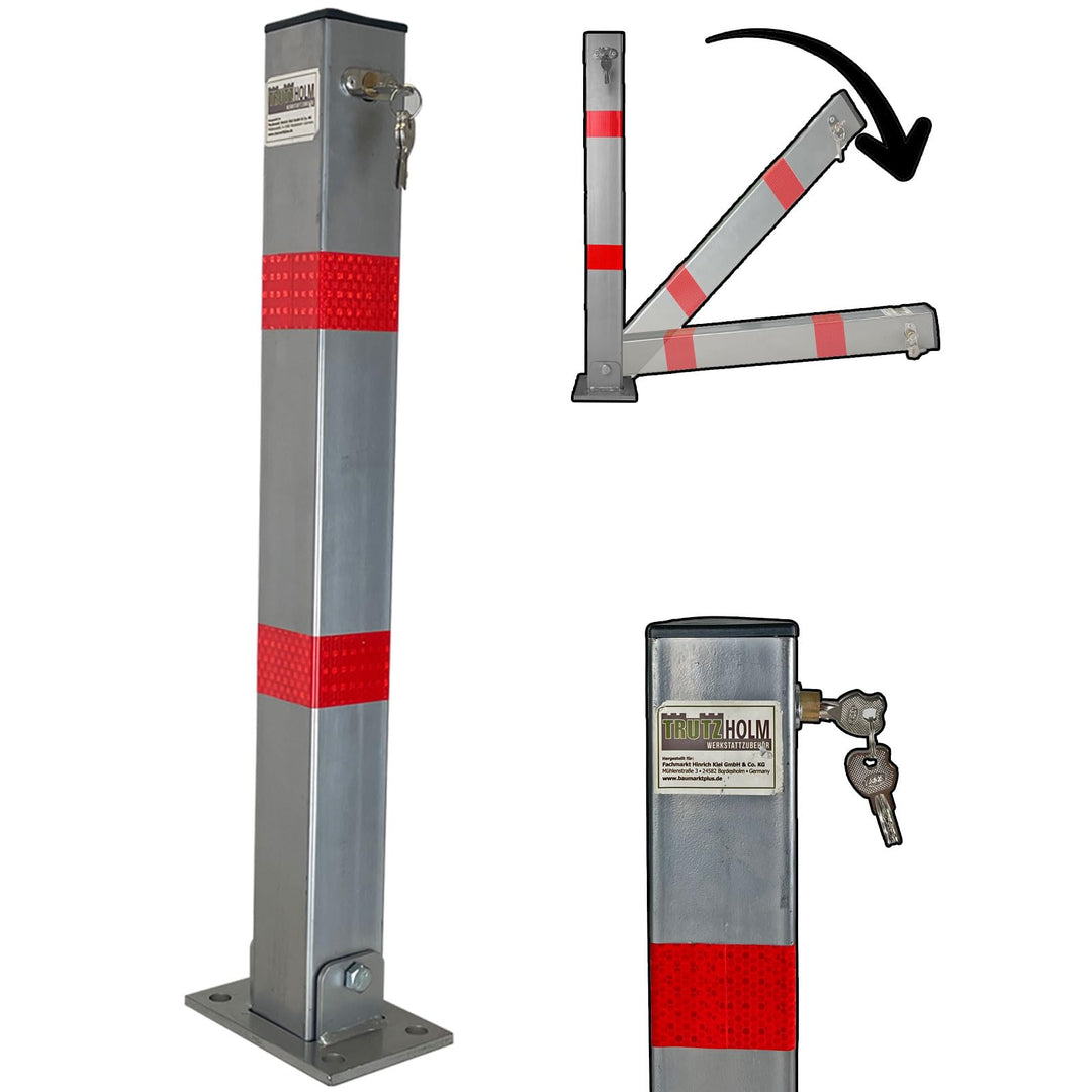 TrutzHolm® Absperrpfosten eckig Parkplatzsperre Sperrpfosten klappbar Standfuss Poller Pfosten Signa