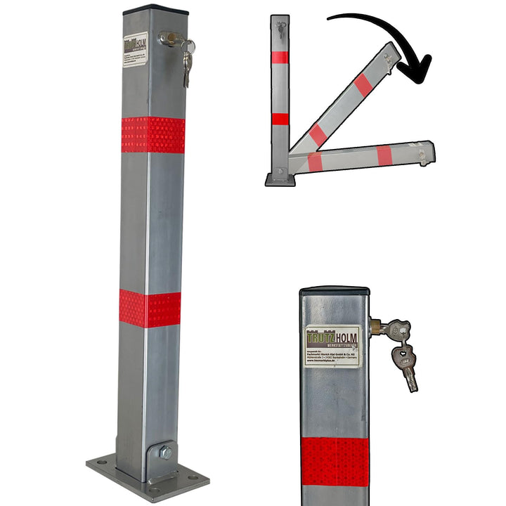 TrutzHolm® Absperrpfosten eckig Parkplatzsperre Sperrpfosten klappbar Standfuss Poller Pfosten Signa
