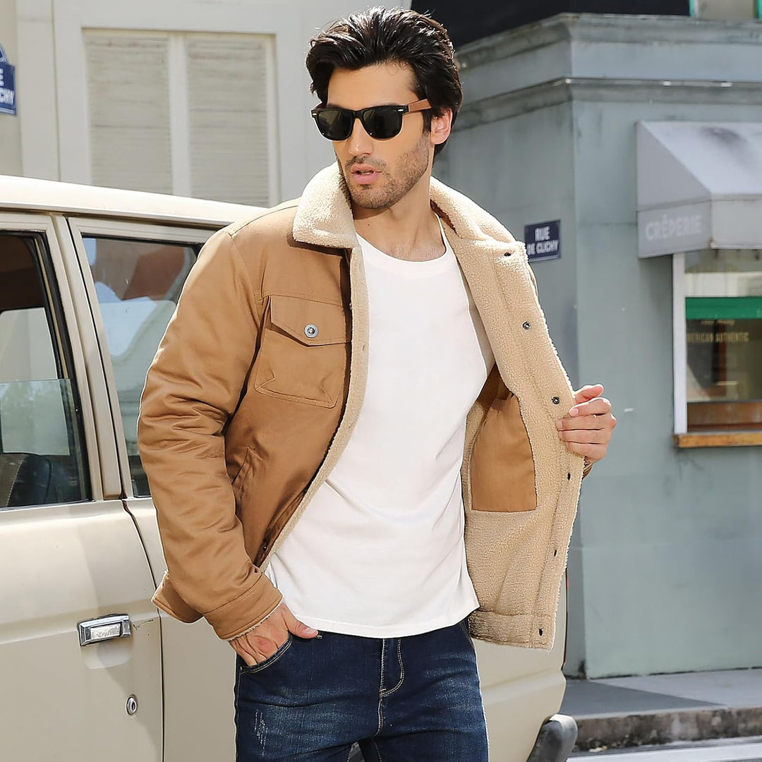 Voqeen Winterjacke Herren Fleece Gefüttert Cargo Jacke Warme Herren Fliegerjacke Militär Winddichte