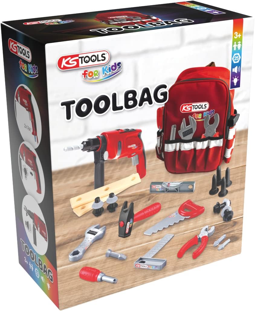 KS Tools for Kids 100201 Werkzeug-Rucksack für Kinder mit Sortiment | 25-tlg.
