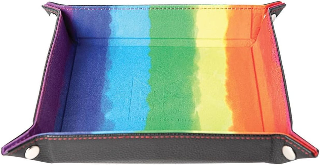 Metallic Dice Games LIC538 10 x 10 in. Velvet Folding Dice Tray44; Watercolor Rainbow Aquarell Regen