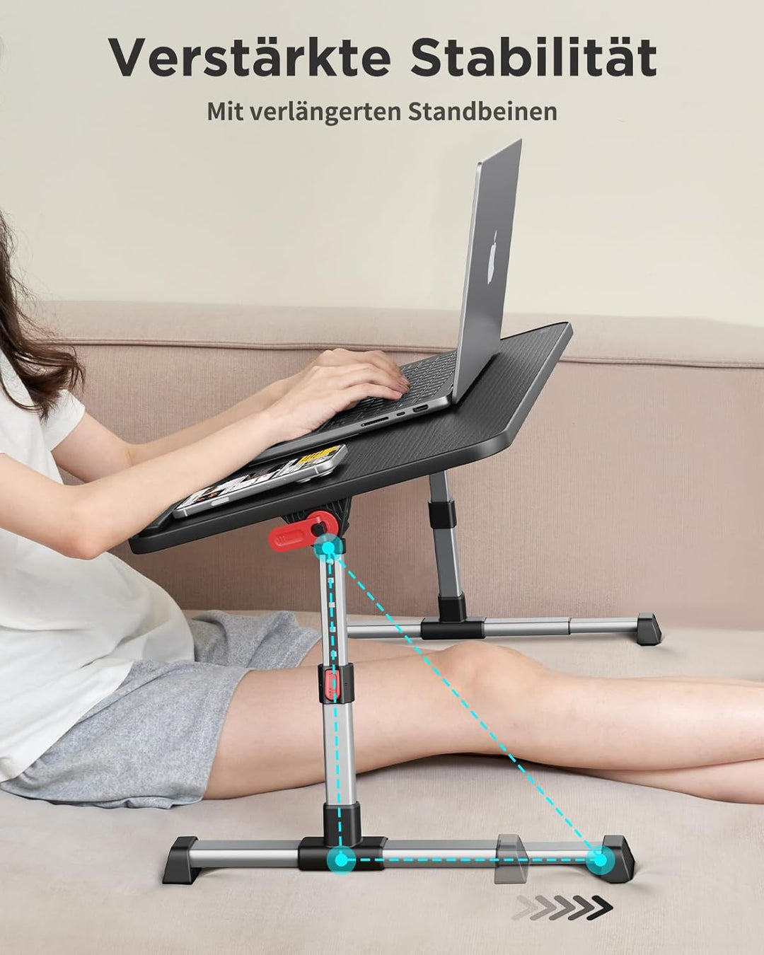 SAIJI Laptoptisch, Betttisch, Laptopständer,- Verstärkte Stabilität, verlängerte Beine - Einstellbar
