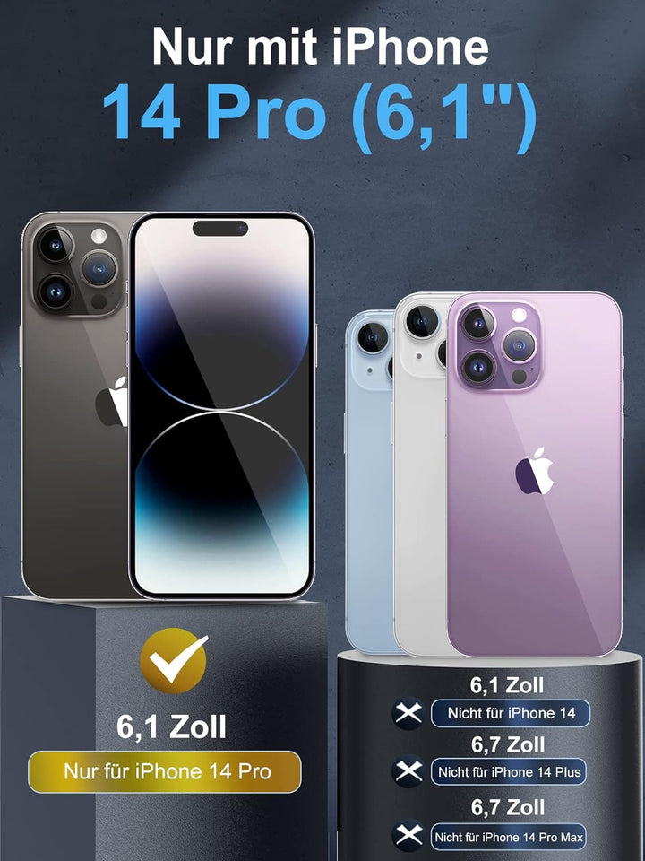 WIFORT für iPhone 14 Pro Hülle Wasserdicht mit MagSafe, 360 Outdoor Metall Schutzhülle mit Displaysc