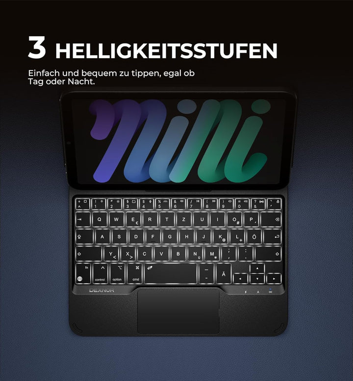 Dexnor Tastatur Hülle für iPad mini 6/7, Magnetische Schwimmender Cantilever-Ständer mit Trackpad St