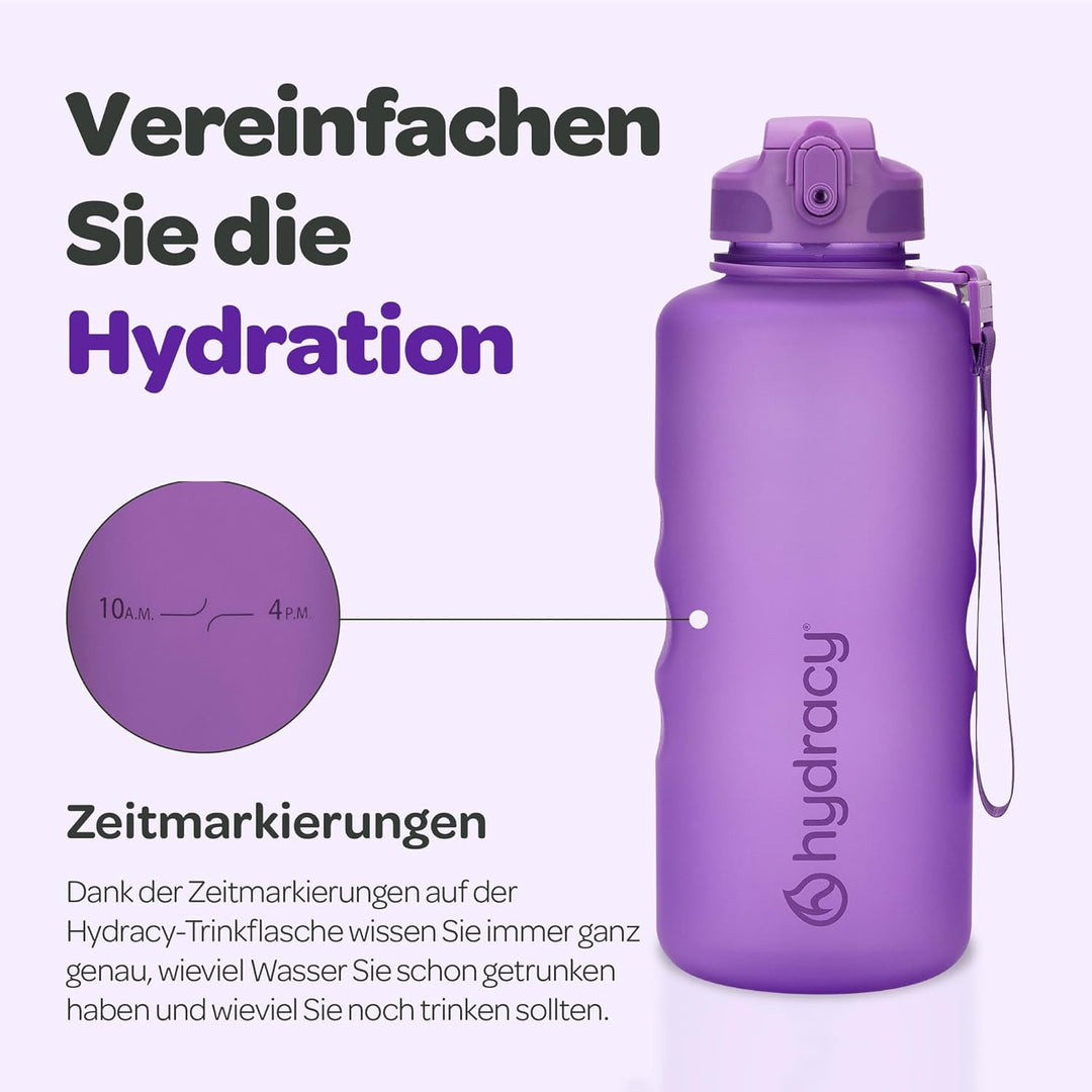 Hydracy Trinkflasche mit Strohhalm und Zeitmarkierung - 2L Wasserflasche - BPA-freie Trinkflasche -