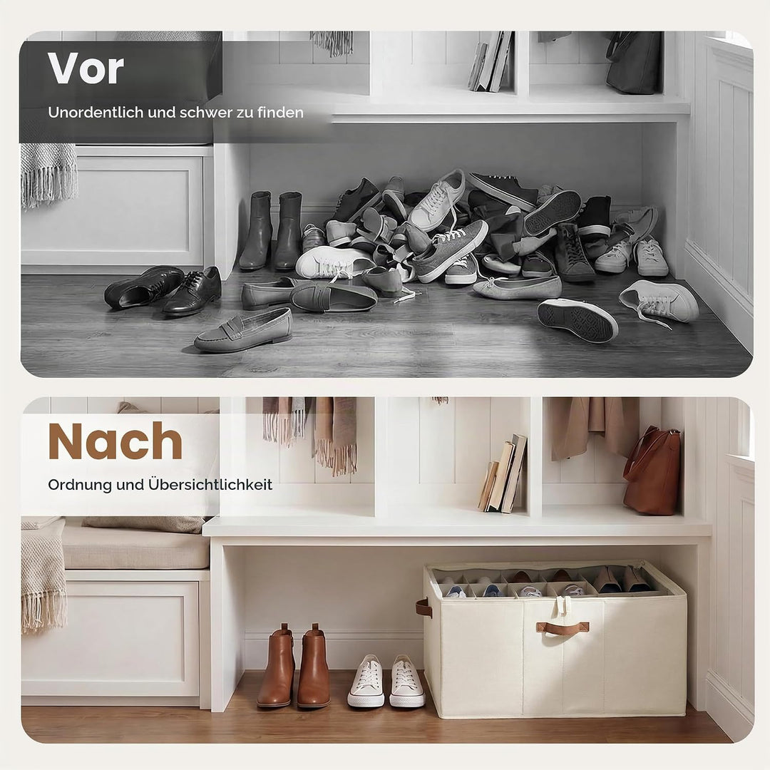 StorageWorks Schuhorganizer für Schrank, Stoff Schuhaufbewahrungsbox mit Deckel, extragrosse Schuhau