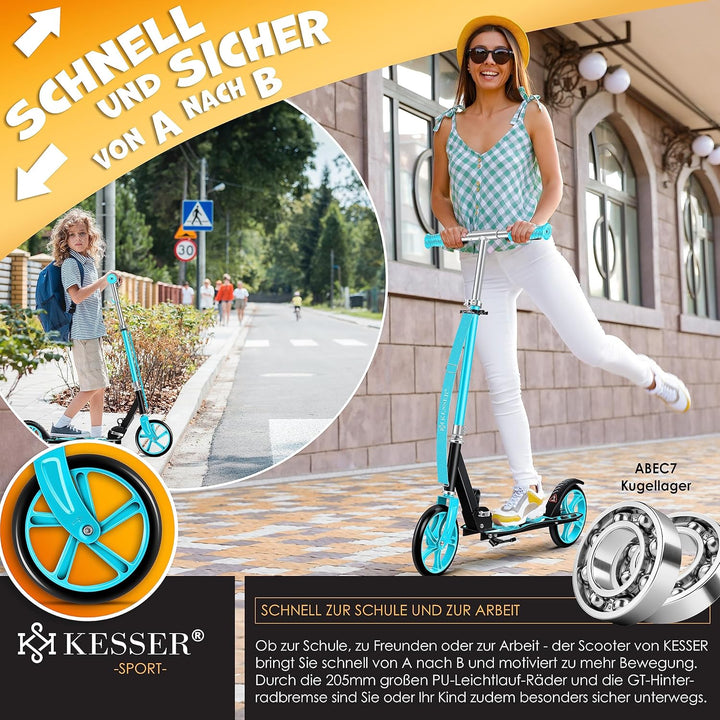 KESSER® Scooter Roller Kinderroller Cityroller Tretroller Kickroller Kickscooter Dino (Türkis), Dino