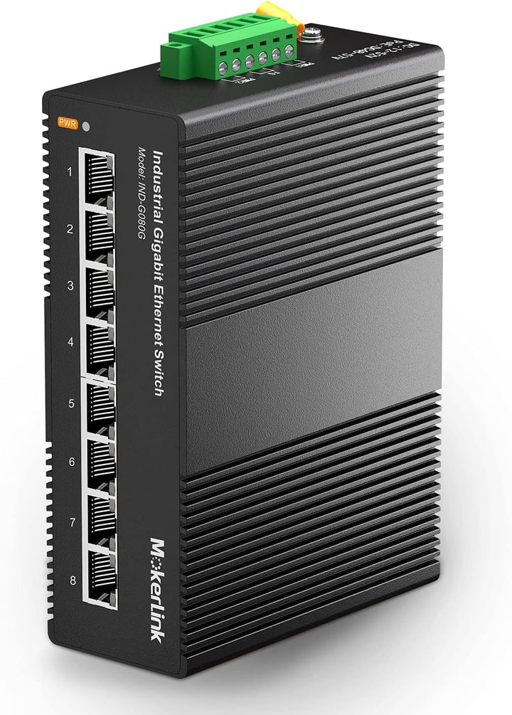 MokerLink 8 Port Gigabit Industrial DIN-Rail Ethernet Switch Hutschiene, 16Gbit/s Schaltkapazität, I