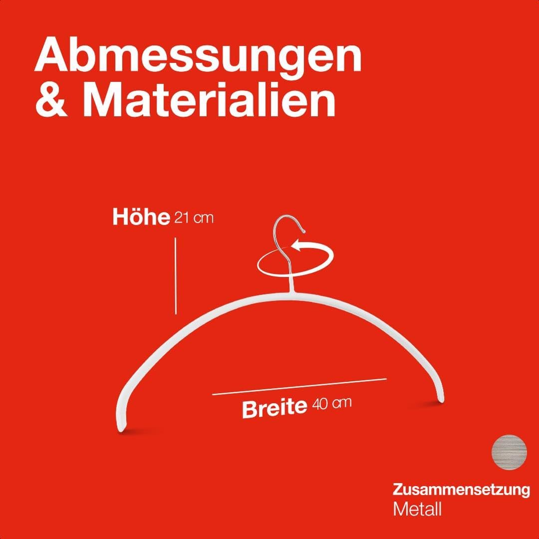 MAWA Kleiderbügel, Set mit 50 hochwertigen, platzsparenden, rutschfesten Kleiderbügeln, ideal für T-
