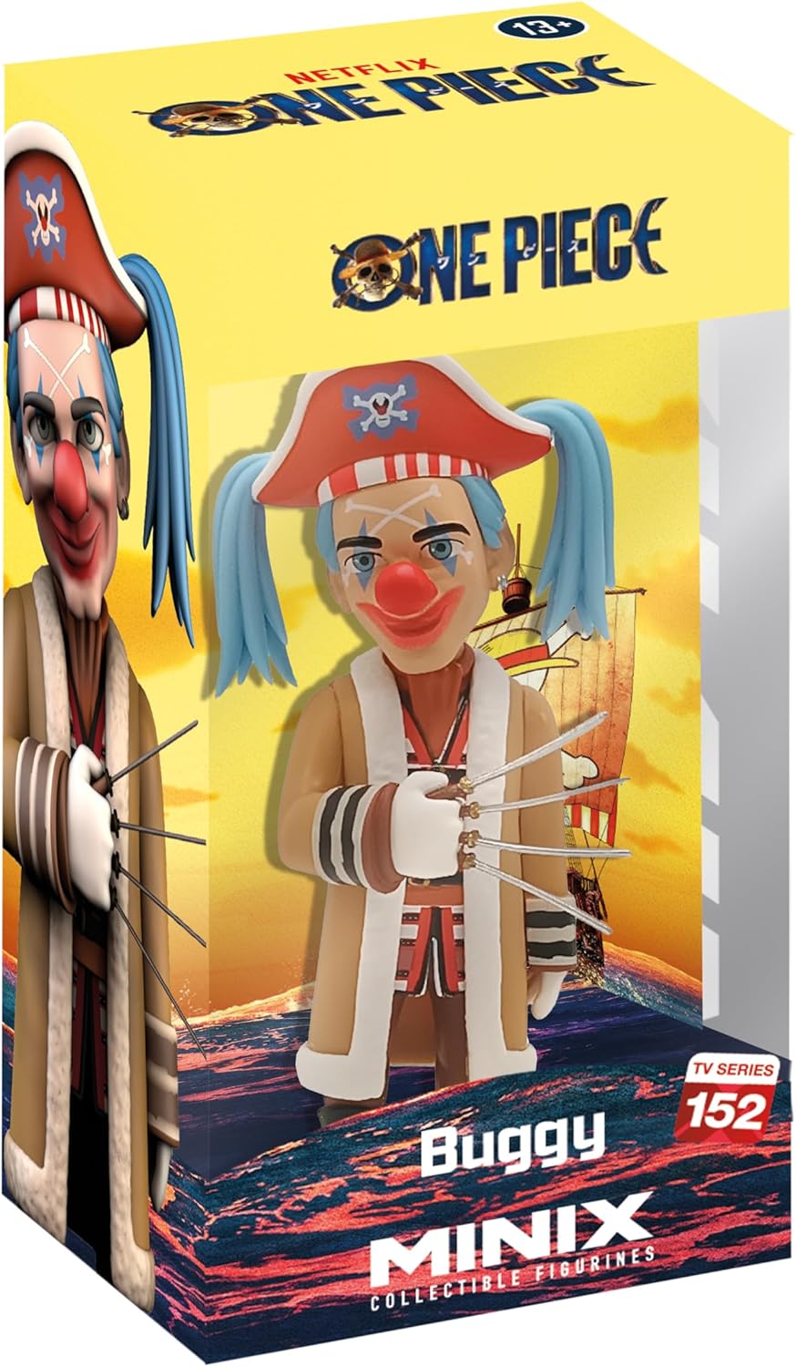 MINIX Bandai Sammelfigur, 12 cm, One Piece, Buggy, Sammlerstücke für Ausstellung, Geschenkidee, Spie