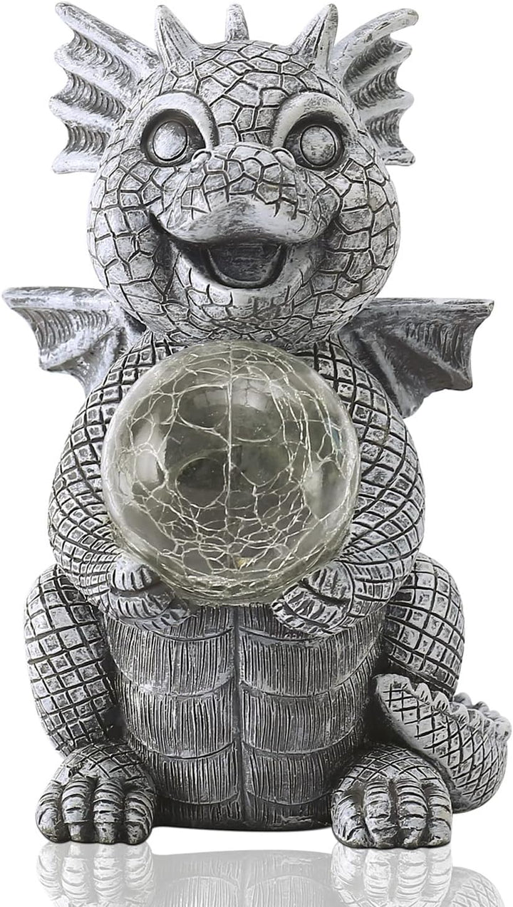 Yeemoo Drachen Figuren Gartendeko für Draussen,Lustig Dragons Deko Garten mit Solar Ball Geschenke f