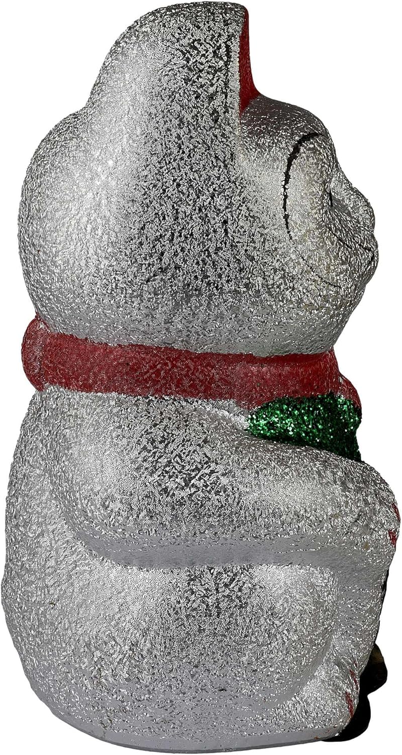 Freak Scene Glückskatze Maneki-Neko Winkekatze aus Keramik 20cm Silber winkende Katze Lucky cat