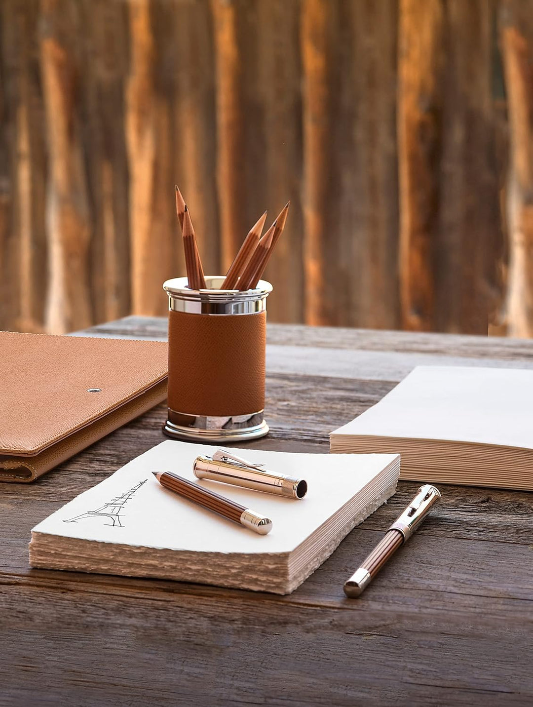 Graf von Faber-Castell 118567 - Perfekter Bleistift mit Verlängerer, Spitzer und Radiergummi, platin