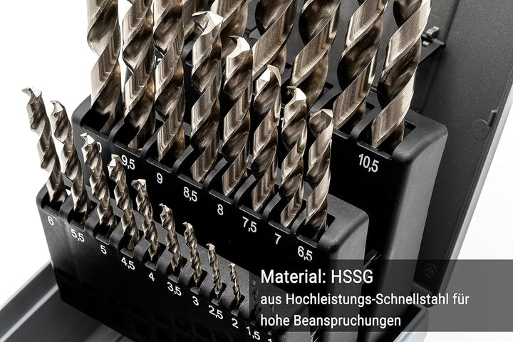 BaerCoil BAER HSSG Spiralbohrer Set (0,5mm steigend) 1-13 mm - DIN 338 - Spiralbohrersatz - Bohrer f