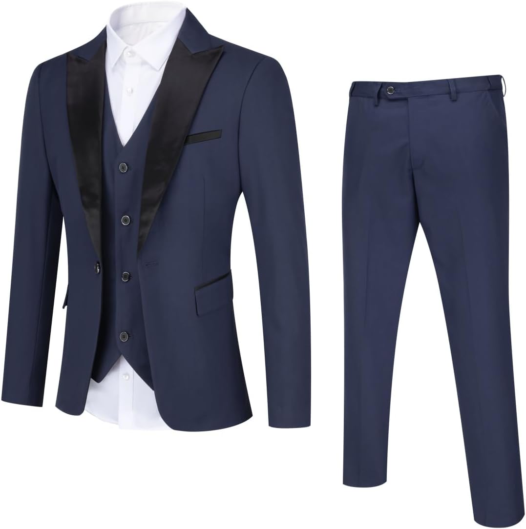 YOUTHUP Anzug Herren Regular Fit 3 Teilig Anzüge Peak Lapel Morden Herrenanzug Business Hochzeit Smo
