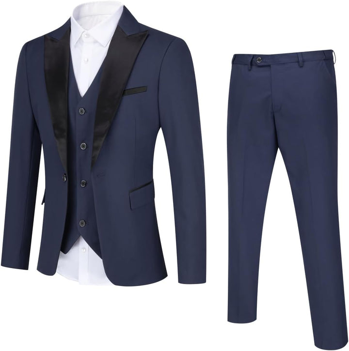 YOUTHUP Anzug Herren Regular Fit 3 Teilig Anzüge Peak Lapel Morden Herrenanzug Business Hochzeit Smo